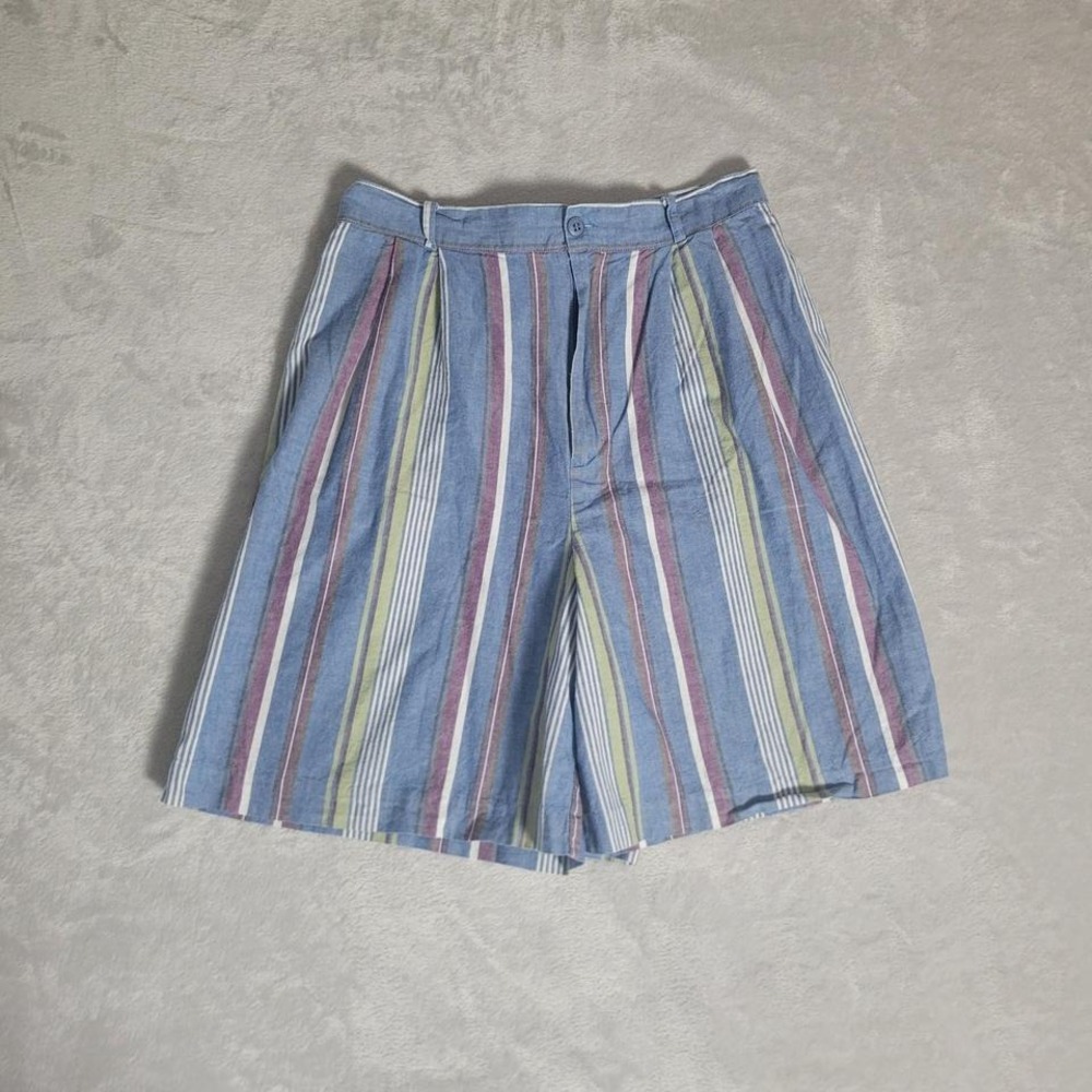 Vintage Ultra‎ High Rise Preppy Womens Shorts Striped 100% cotton
